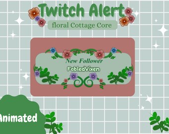 Floral Cottagecore Animated Twitch Alert Stream Overlay (Digital Download)
