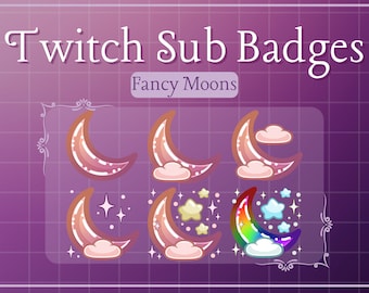 Kawaii Moon Twitch Sub Badges, Anime Style (Digital Download)