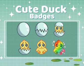 Kawaii Duck Twitch Sub Badges, Emotes