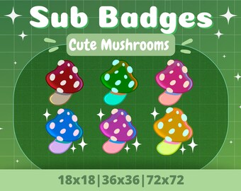 Mushroom Sub Badges | Twitch, Discord (PNG Digital Download)