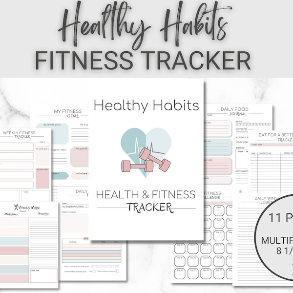 Healthy Habits Journal, Healthy Habit Tracker, Fitness Planner, Printable Wellness Journal, Fitness Journal Printable, Fitness Tracker