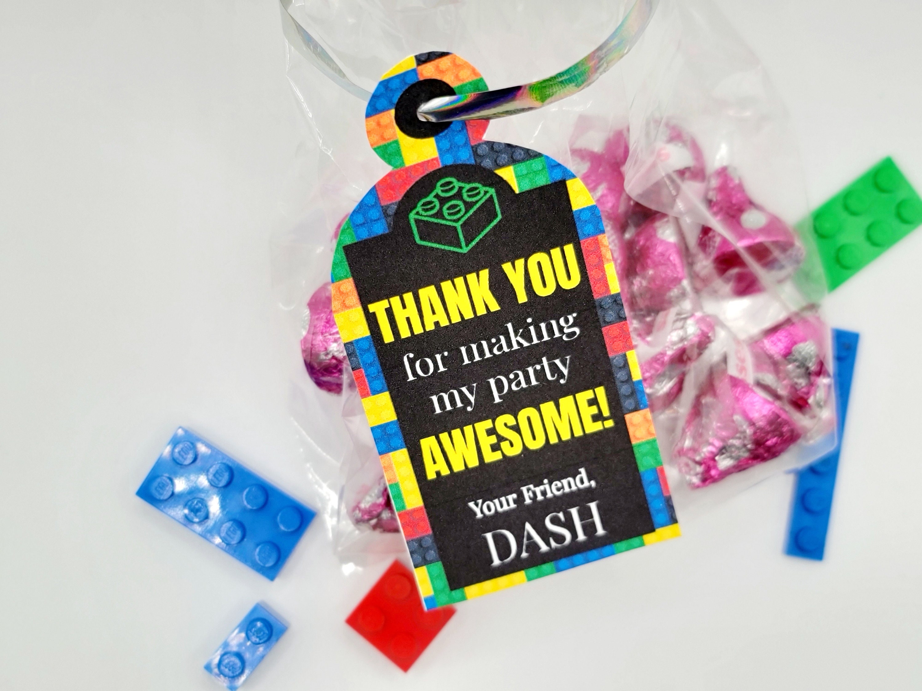 Fruitful Jewelry 62 Pcs Building Block Birthday Party Favors, Building Blocks Birthday Party Favor Bags Keychains Bracelets Etc Building Block Party Decorations