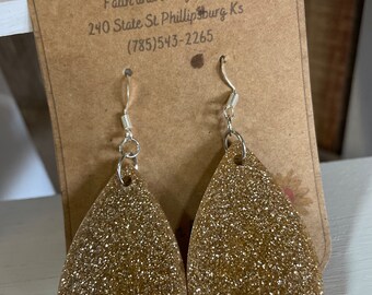 Gold resin stainless steel dangle earrings