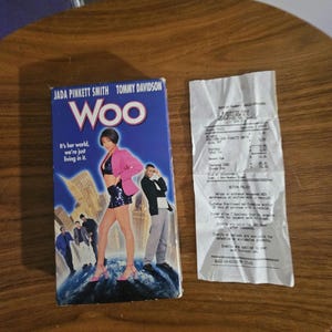 Vintage WOO Jada Pinkett Smith Tommy Davidson VHS Tape (1998) with Blockbuster video receipt - RARE