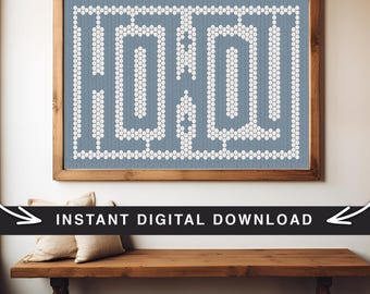 Howdy Tile Print, Blue Western Wall Art, Farmhouse Decor (Digital Download)