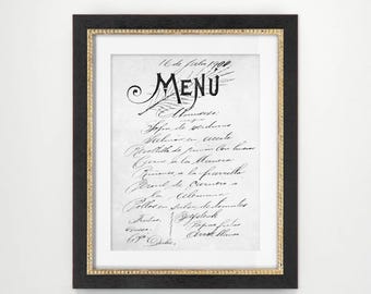 Vintage Menu Poster Print, Kitchen Art (Digital Download)