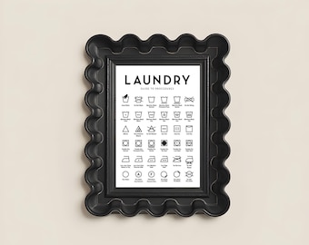 Símbolos de lavado, guía de lavandería impresa, lámina decorativa para el cuidado de la ropa (descarga digital)