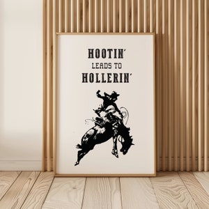 Póster con cita de vaquero, arte de pared occidental, "Uluar lleva a gritar", rodeo, desierto, suroeste, moderno, minimalista, decoración del lejano oeste