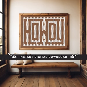 Póster tipográfico de pared "Hola Azulejos", decoración de pared, marrón tostado, estilo western, suroeste, rodeo, salvaje oeste, rancho, impresión, SVG, PNG, JPG, Samsung Frame TV