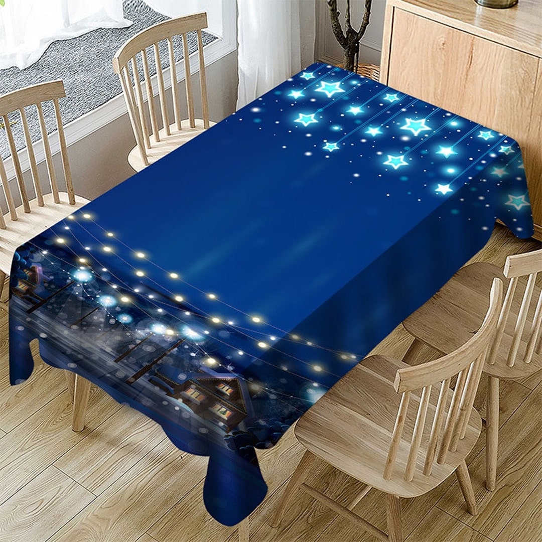 Blue Christmas Table Cloth Table Chair Cover New Creative Gift Table