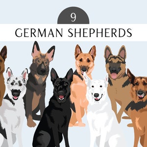 German Shepherd Clip Art - Dog Breed Illustrations - German Shepherd Illustration Pack - German Shepherd Art  Dog PNG