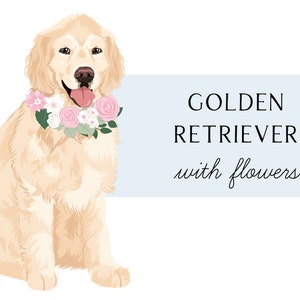 Golden Retriever Clip Art - Golden Retriever Wedding Art - Golden Retriever Nursery Art