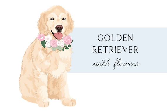 Golden Retriever Clip Art - Golden Retriever Wedding Art - Golden Retriever Nursery Art
