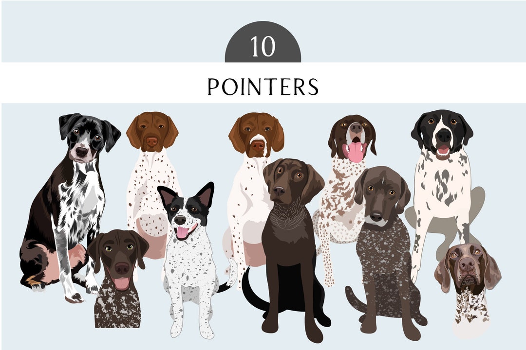 Pointers Clip Art Clip Art - Dog Breed Editable Vector Pack - Pointer ...