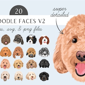 Doodle Dogs Clip Art - Labradoodles - Bernedoodles - Goldendoodles - Dog Breed Editable Vector Pack in SVG EPS and PNG format