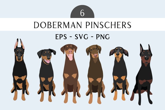 Doberman Pinscher Clip Art - Doberman SVG Dogs - Doberman PNG Dogs - Doberman Pinscher Art
