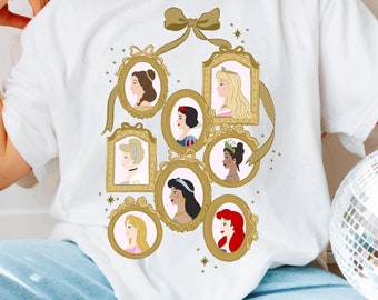 Vintage Disney Coquette Bow Cinderella Snow White Ariel Belle Rapunzel Tee, Girl Disney Trip Shirt, Disney Princess shirt, Magic Kingdom