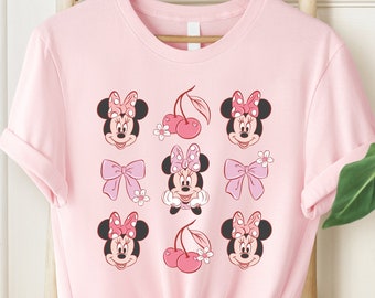 Bonita camiseta de Minnie Coquette, camiseta de Disney, camiseta a juego con lazo de ratón, camiseta floral, camiseta de regalo de cumpleaños familiar de Magic Kingdom
