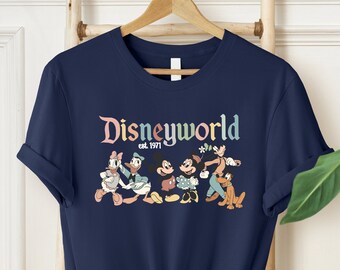 Camiseta retro de Mickey y sus amigos, camiseta de Disneyworld fundada en 1971, camisetas de Disneyworld, camisetas de Disneyland, camiseta de la familia Disney, camiseta de viaje a Disney