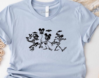 Disney Figuren Halloween Skelett Shirt, Disney Halloween Skelett T-Shirt, Disney Mickey & Friends T-Shirt, Mickey Skelett