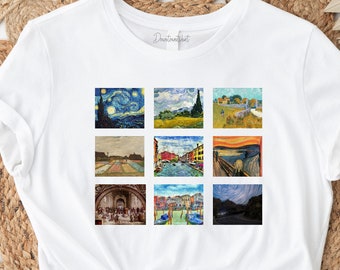 Berühmte alte Gemälde Collage T-Shirt | Vincent Van Gogh T-Shirt | Kunst Tee | Grunge Ästhetische Kleidung | Kunstliebhaber | Tumblr Ästhetik
