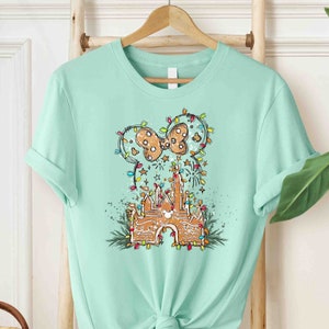 Disney Gingerbread Castle Shirt, Christmas lights Castle Shirt, Disney Christmas Shirt, Mickey xmas Shirt, Disney Christmas Family Shirt