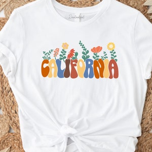 Kalifornien Shirt, Kalifornien Blumen Shirt, Retro Blume, Erwachsene Unisex Kalifornien Shirt