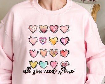 Sudadera con capucha "Love Is All You Need", sudadera para el día de San Valentín, regalo para San Valentín, sudadera con amor, bonito regalo de San Valentín