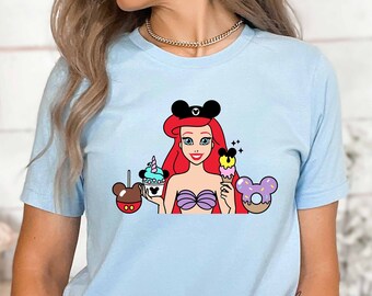 Shirt Disney-prinses, Ariel Disney Snacks-shirts, shirt Disney Ariel, shirt kleine zeemeermin, shirt Disneyland, shirt Magic Kingdom,