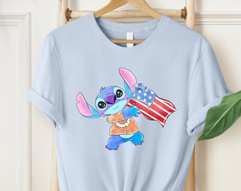 Stitch 4th Of July Shirt, Stitch Star Stripes Tshirt, Disney Usa Flag Tee, Disney Independence Day Shirt