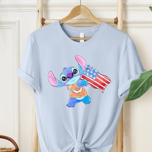 Camisa Stitch del 4 de julio, camiseta Stitch Star Stripes, camiseta con la bandera de Disney Usa, camisa del Día de la Independencia de Disney