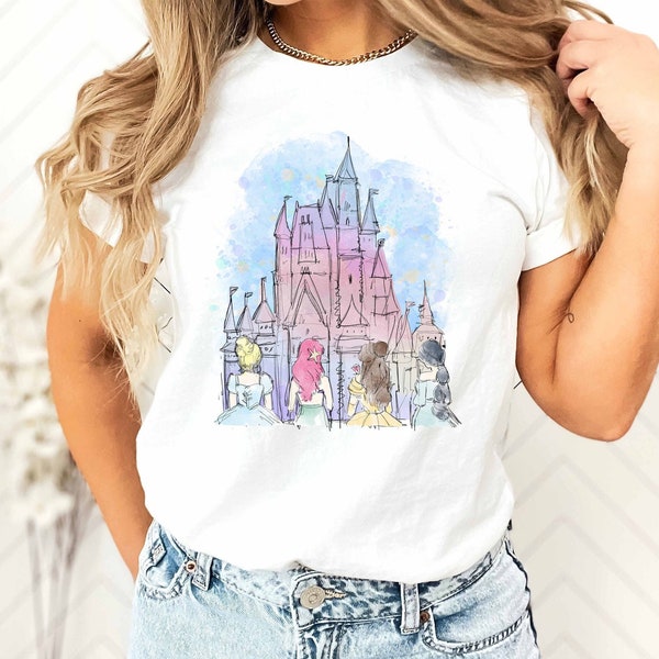 Disney Princess Shirt, Watercolor Castle Disney Tee, Disney Girls Trip, Princess Shirt, Princess Castle, Disney Family Trip, Princess Castle