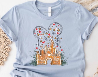 Micky Lebkuchenschloss Shirt, Weihnachtsschloss Shirt, Disney Weihnachten Shirt, Micky Weihnachten, Disney Weihnachten Familie Shirts