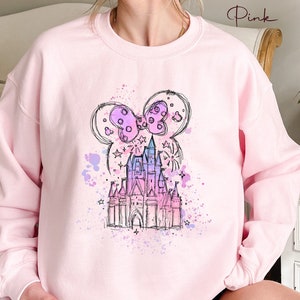 Disney Watercolor Castle Sweatshirt, Disney Castle Hoodie Sweatshirt, Minnie Ears Hoodie, Disney Vacation Sweatshirt, Disney Trip Hoodie