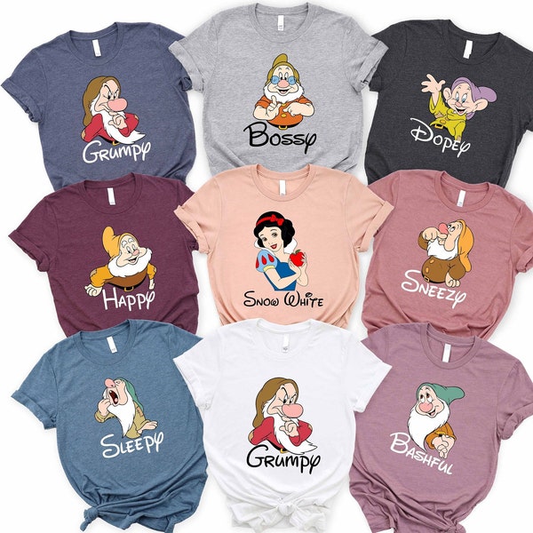 Seven Dwarfs Shirts, Seven Dwarfs, Disney Group Shirts, Snow White, Disney Family Shirts, Shirts for Family, Disney family, 7 dwarfs