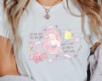 Retro Little Mermaid Shirt, Disney Watercolor Shirt, Magic Kingdom Shirt, Disneyland Shirt, Disneyworld Shirt, Ariel Mermaid Shirt