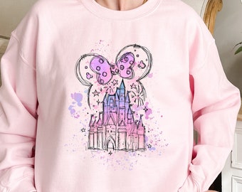 Disney Watercolor Castle Sweatshirt, Disney Castle Hoodie Sweatshirt, Minnie Ears Hoodie, Disney Vacation Sweatshirt, Disney Trip Hoodie