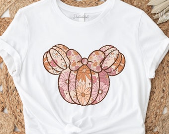 Minnie Mouse Pumpkin Shirt, Disney Halloween Women T-Shirt, Fall Vibes Shirt, Minnie Mouse T-Shirt, Halloween Party Tee, Minnie Head Shirt