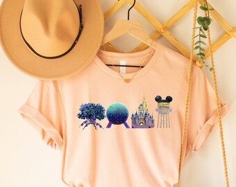 Disneyworld Icons T-Shirt, Cinderella Castle, Epcot Earth