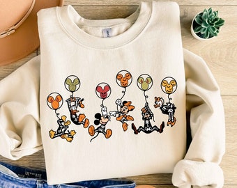 Disney Halloween Skeleton Mickey Hoodie, Disney Halloween Party Sweatshirt, Disney Balloon Hoodie, Disney Trip Hoodie, Halloween Sweatshirt