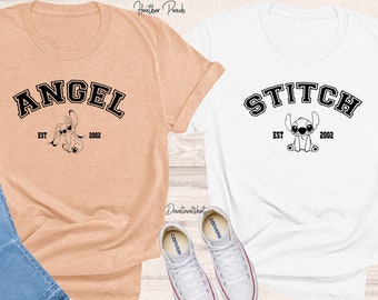 Stitch and Angel Shirt, Stitch Paar Shirt, Disney Valentine Shirt, Custom Disney Shirt, Mann und Frau T-Shirts, Disney Paar Shirt