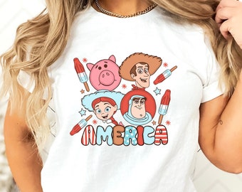 Amerika Toy Story-shirt, Toy Story-shirt 4 juli, Toy Story-shirt, 4 juli-shirt, Independence Day-shirt, 4 juli Disney-cadeau