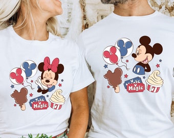 Mickey en Minnie USA shirt, Disney Amerikaanse 4 juli shirts, 4 juli sterren en strepen Disney Tee, 4 juli patriottisch shirt