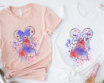 Disney Castle 4th July Shirt, USA Flag Shirt, American Shirt, Disney 4th July Shirt, Disneyworld Shirt, 4th of July Shirt