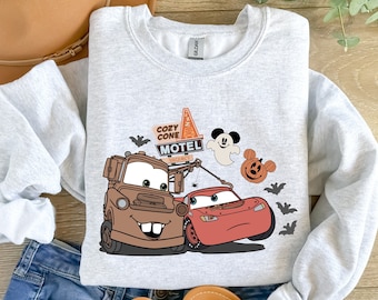 Disney Cars Halloween Sweatshirt,Retro Lightning Mcqueen Halloween Hoodie, Halloween Matching Sweatshirt, Disney Family Trip