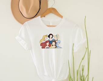 Vintage prinsesshirt, Disney-T-shirt, T-shirt prinsessenpersonages, Magic Kingdom-shirt, T-shirt Disneyworld, cadeau Disneyland-gezinsreis