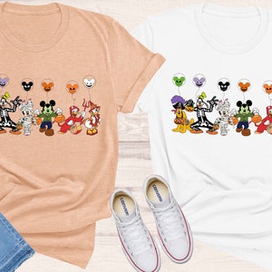 Disney Characters Halloween Skeleton Comfy Colors Shirt, Disney Halloween Matching Shirt, Disney Mickey Minnie & Friends Tee, Mickey ears image 5