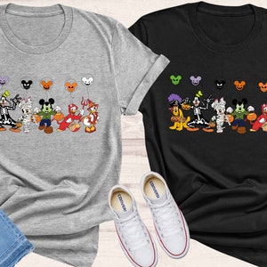 Disney Characters Halloween Skeleton Comfy Colors Shirt, Disney Halloween Matching Shirt, Disney Mickey Minnie & Friends Tee, Mickey ears image 4