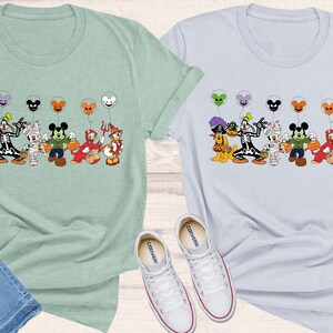 Disney Characters Halloween Skeleton Comfy Colors Shirt, Disney Halloween Matching Shirt, Disney Mickey Minnie & Friends Tee, Mickey ears image 6