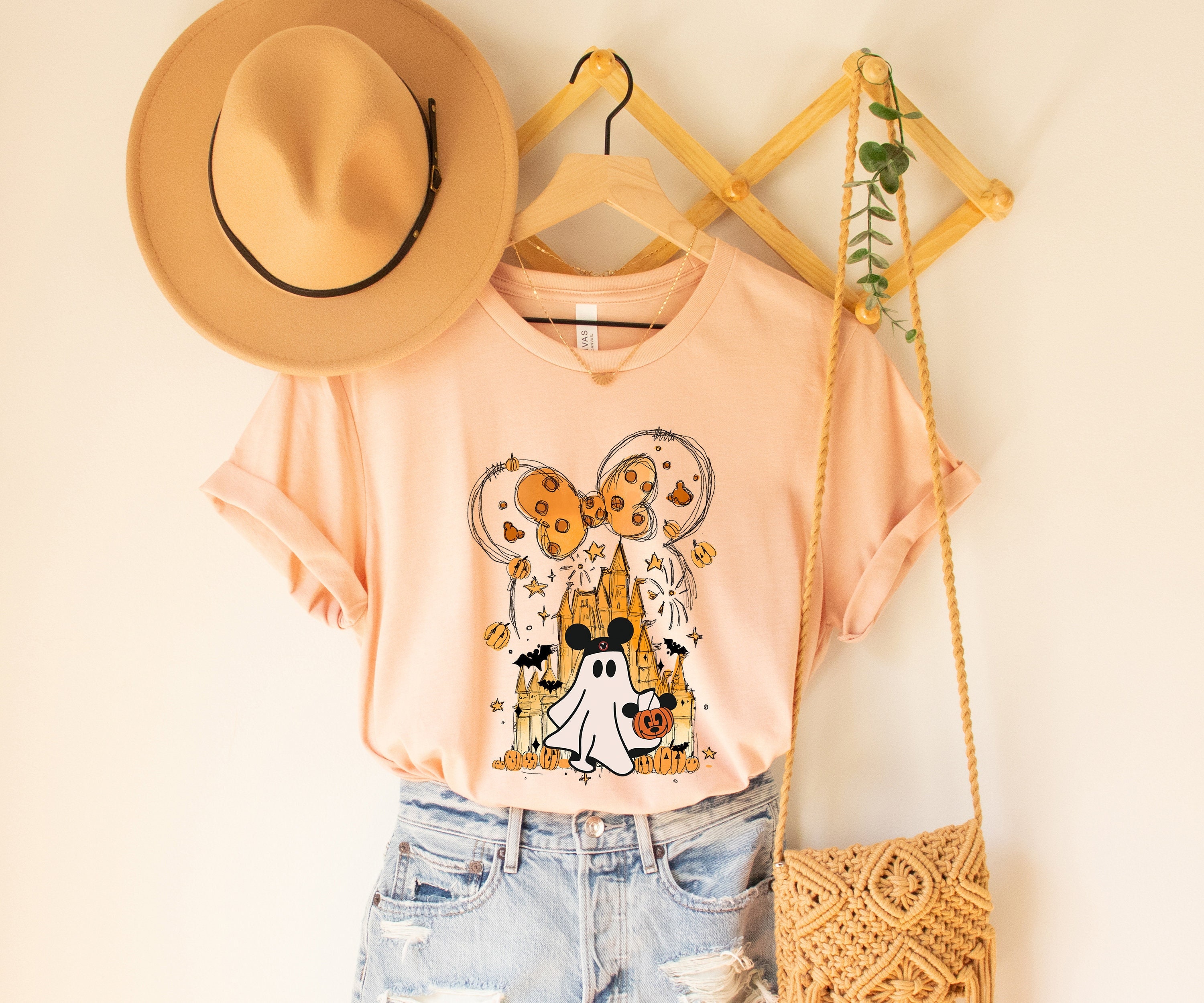 Mickey Ghost Shirt, Disney Watercolor Castle Shirt, Halloween Castle Shirt,Disney Halloween Shirt, Minnie Halloween Shirt, Disney Shirt